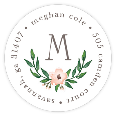 Watercolor Wreath Round Address Labels